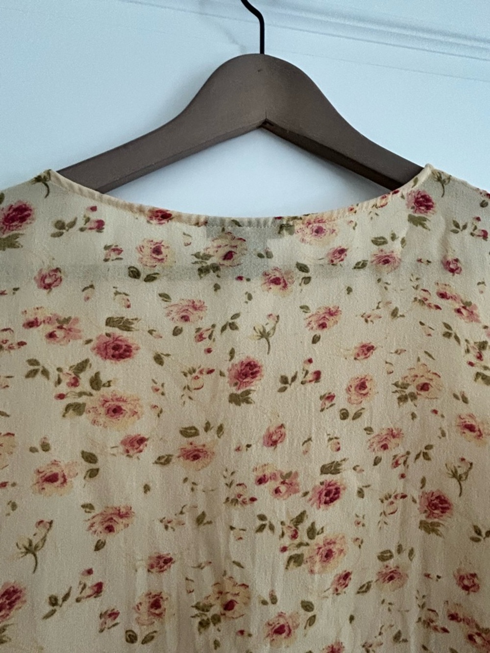 Anne Carson Silk Floral Blouse Yellow Pink Size L - Picture 12 of 13